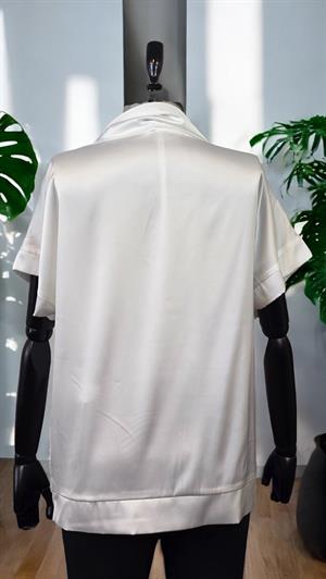 ON FASHION Saten Degaje Yaka Bluz - Ekru