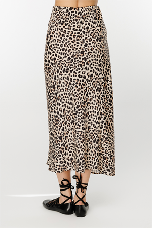 ON FASHION Saten Mide Boy Etek - Leopar