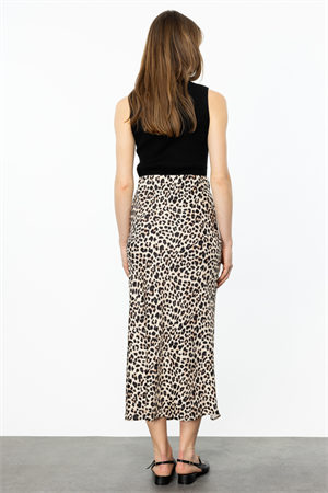 ON FASHION Saten Mide Boy Etek - Leopar