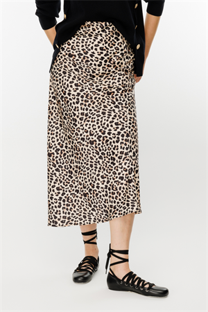ON FASHION Saten Mide Boy Etek - Leopar