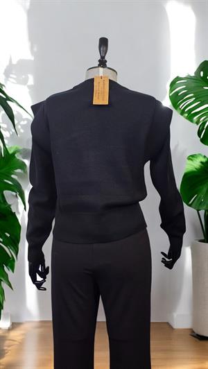 ON FASHION Sıfır Yaka Kısa Kazak - Siyah