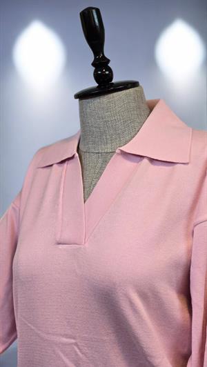 ON FASHION TRUVAKAR KOL PATLI POLO YAKA BLUZ - PEMBE