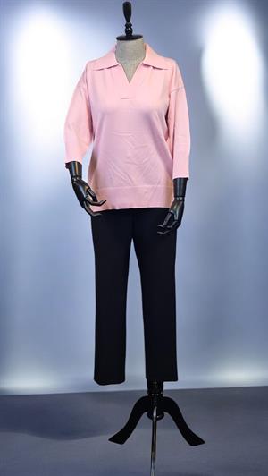 ON FASHION TRUVAKAR KOL PATLI POLO YAKA BLUZ - PEMBE