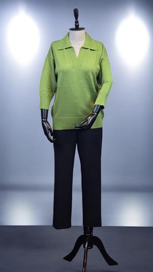 ON FASHION TRUVAKAR KOL PATLI POLO YAKA BLUZ - YEŞİL