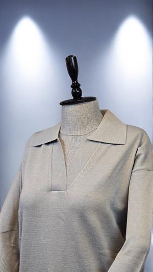 ON FASHION TRUVAKAR KOL PATLI POLO YAKA BLUZ - GRİ