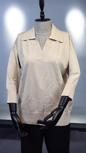 ON FASHION TRUVAKAR KOL PATLI POLO YAKA BLUZ - BEJ