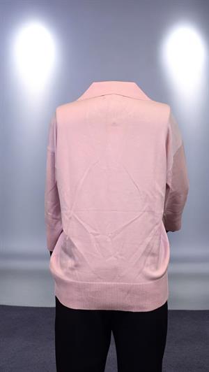 ON FASHION TRUVAKAR KOL PATLI POLO YAKA BLUZ - PEMBE