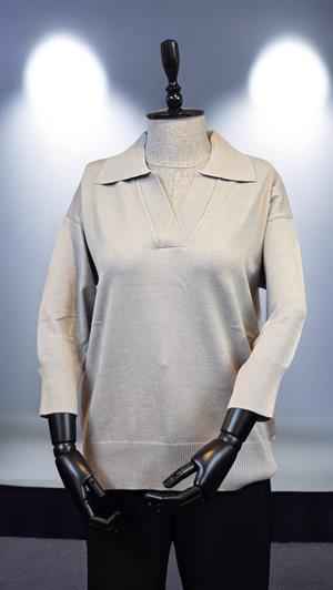 ON FASHION TRUVAKAR KOL PATLI POLO YAKA BLUZ - GRİ
