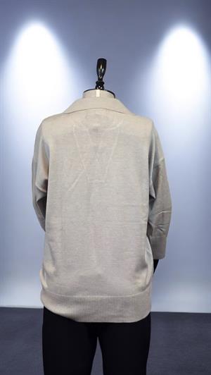ON FASHION TRUVAKAR KOL PATLI POLO YAKA BLUZ - GRİ