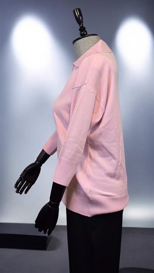 ON FASHION TRUVAKAR KOL PATLI POLO YAKA BLUZ - PEMBE