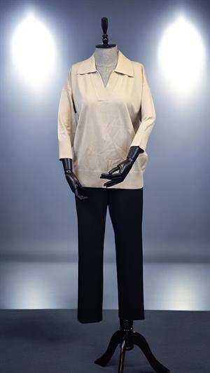 ON FASHION TRUVAKAR KOL PATLI POLO YAKA BLUZ - BEJ