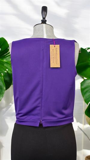 ON FASHION Yanı Fermuarlı Degaje Yaka Kolsuz Bluz - Mor