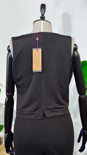 ON FASHION Yanı Fermuarlı Degaje Yaka Kolsuz Bluz - Siyah