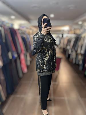 ORGANİZE ÜÇLÜ TAKIM Siyah/Gold Sim 