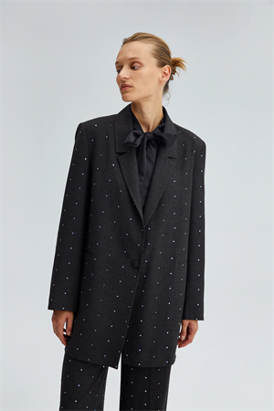 PARLAK TAŞLI BLAZER CEKET-ANTRASİT