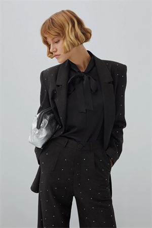 PARLAK TAŞLI BLAZER CEKET-ANTRASİT