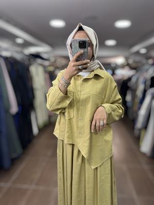 PUREVA 2681-TCE-25Y TENCEL TUNİK ETEK TAKIM - AMBER