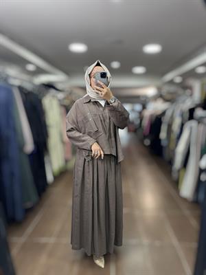 PUREVA 2681-TCE-25Y TENCEL TUNİK ETEK TAKIM - ÇİKOLATA