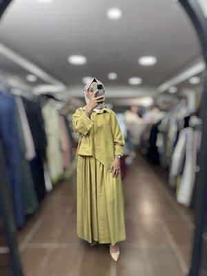 PUREVA 2681-TCE-25Y TENCEL TUNİK ETEK TAKIM - AMBER