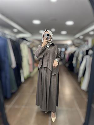 PUREVA 2681-TCE-25Y TENCEL TUNİK ETEK TAKIM - ÇİKOLATA