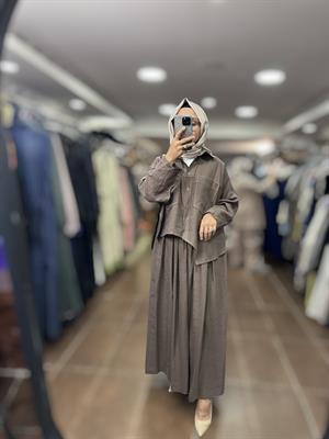 PUREVA 2681-TCE-25Y TENCEL TUNİK ETEK TAKIM - ÇİKOLATA