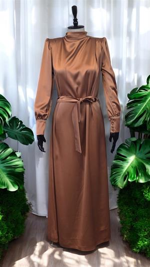 ZARA SATEN ELBİSE - KAHVE