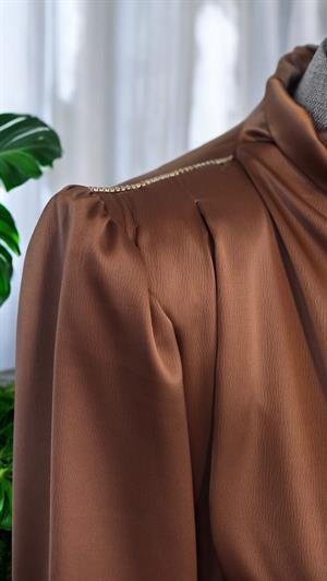 ZARA SATEN ELBİSE - KAHVE