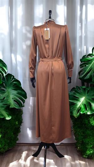 ZARA SATEN ELBİSE - KAHVE