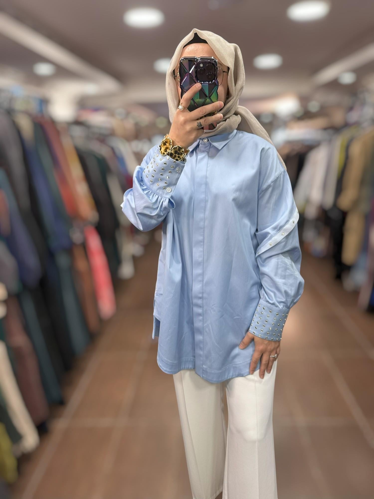 25YGSTNK4849/Ghisa Tunik Gömlek - Mavi
