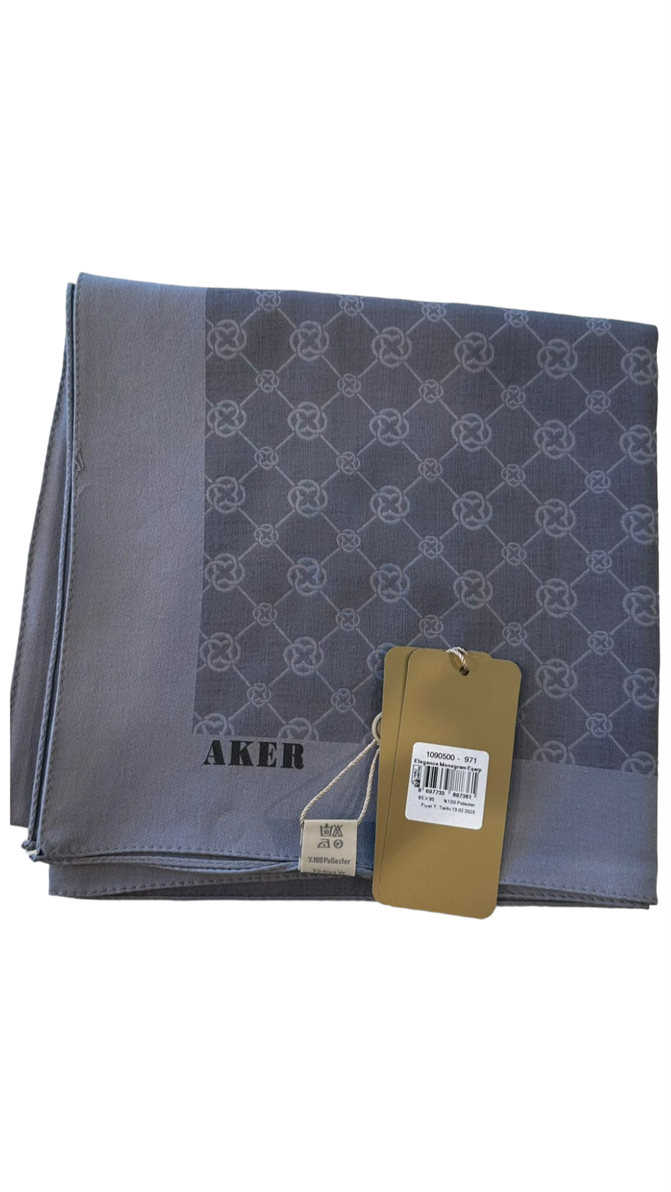 ELEGANCE MONOGRAM EŞARP - GRİ