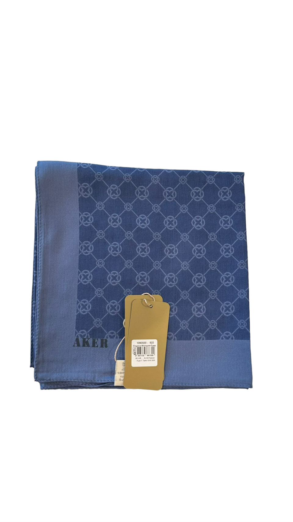 ELEGANCE MONOGRAM EŞARP - İNDİGO MAVİ