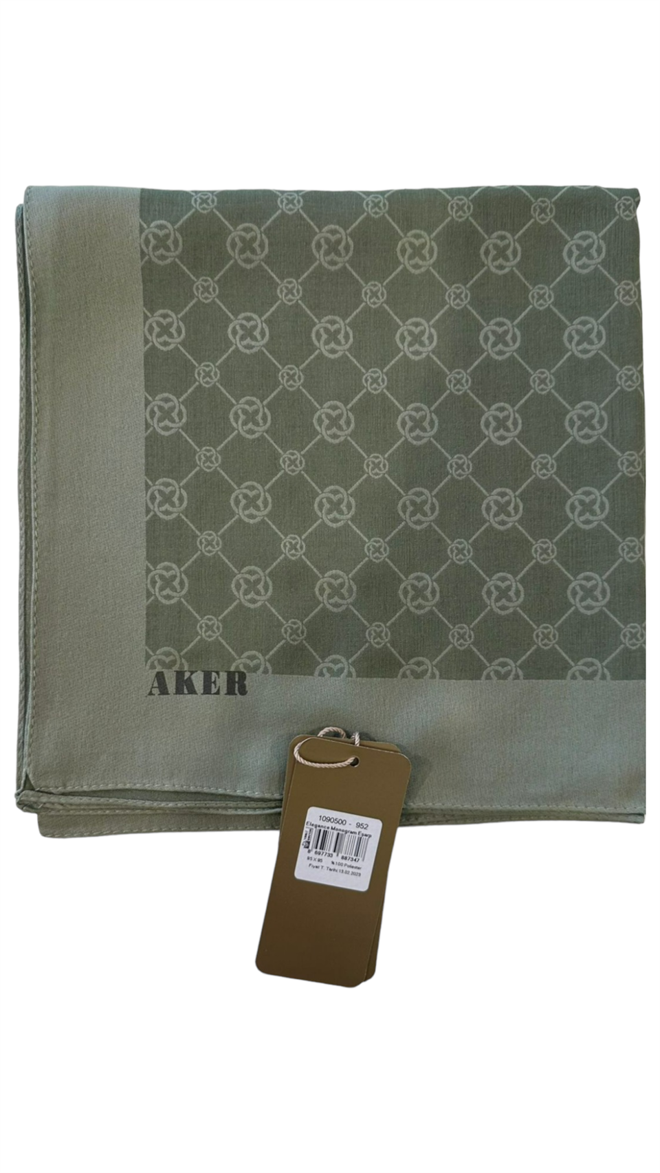 ELEGANCE MONOGRAM EŞARP - YEŞİL