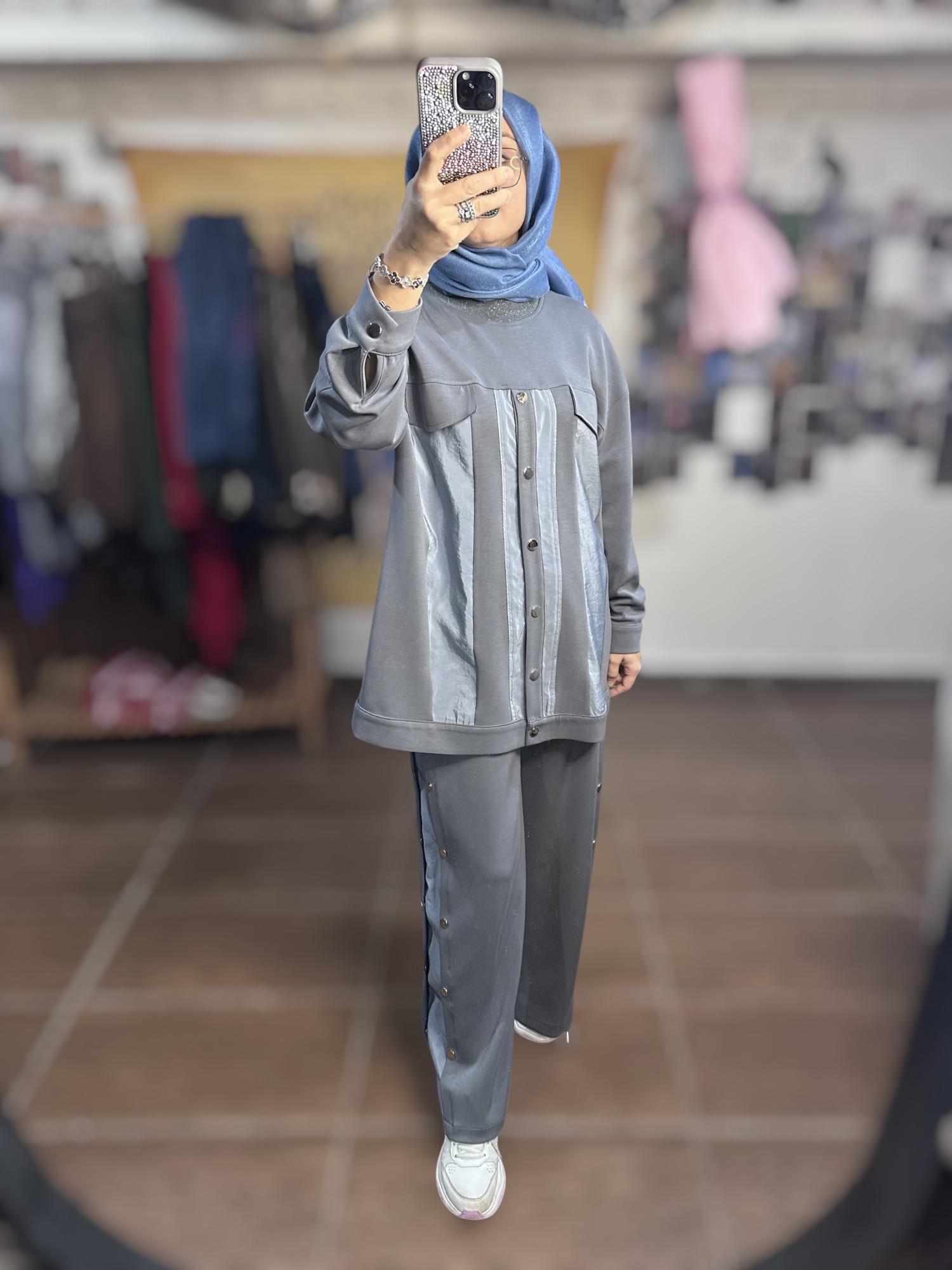 Ghisa Ribana Detaylı Takım - Gri