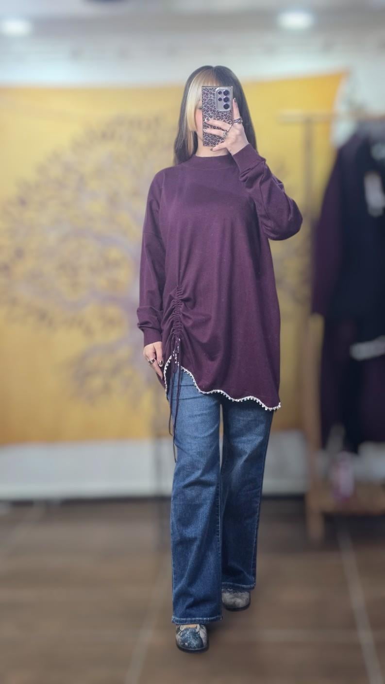Ghisa Triko Tunik - Bordo