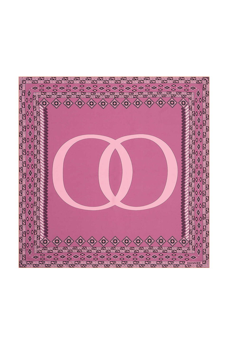 İmannoor Bordür Noor Pembe Tivil İpek Eşarp 90x90