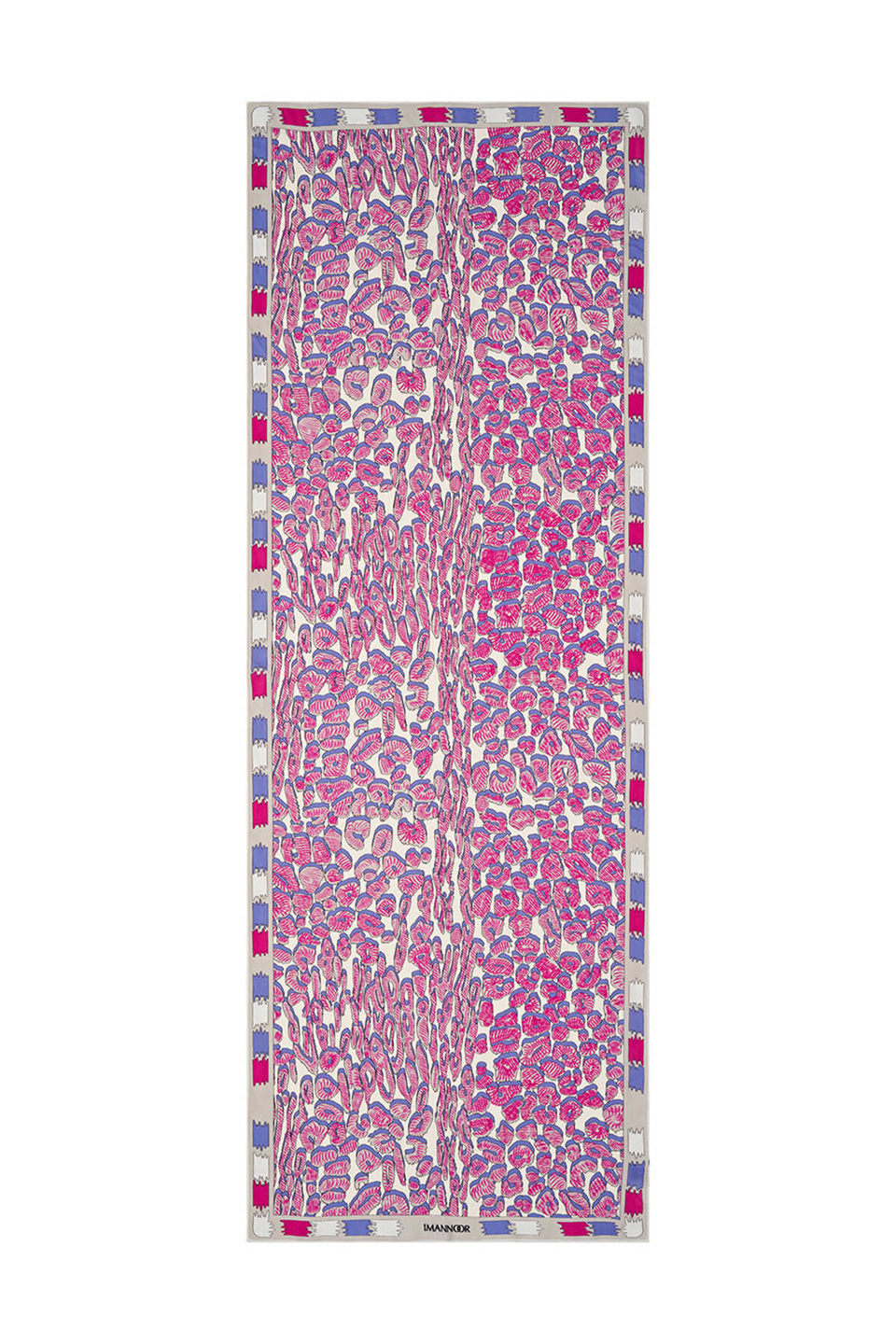 İmannoor Bordür Pembe Panter Floş Viskon Şal 70x200