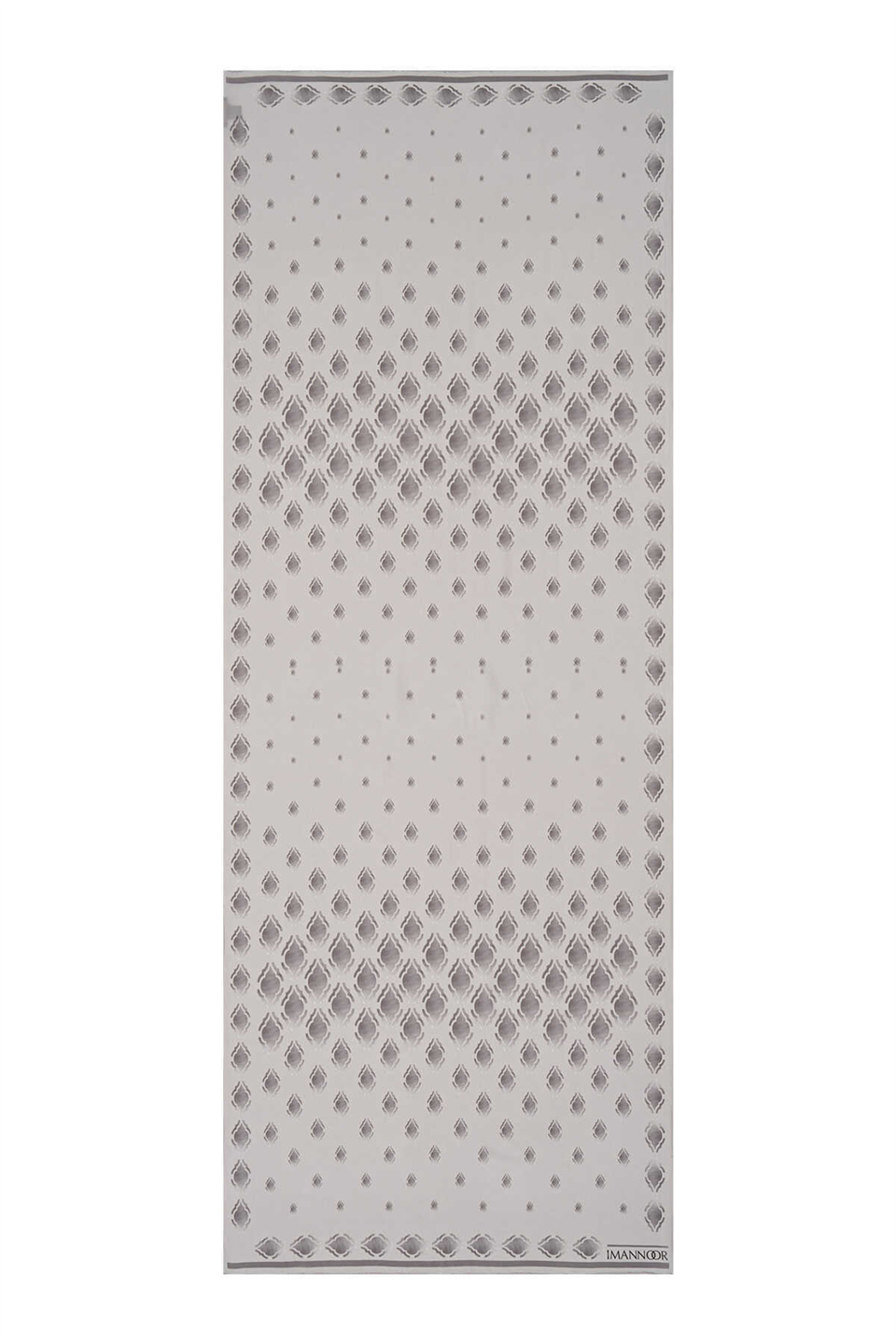 İmannoor Damlalar Gri Krep İpek Şal 80x210
