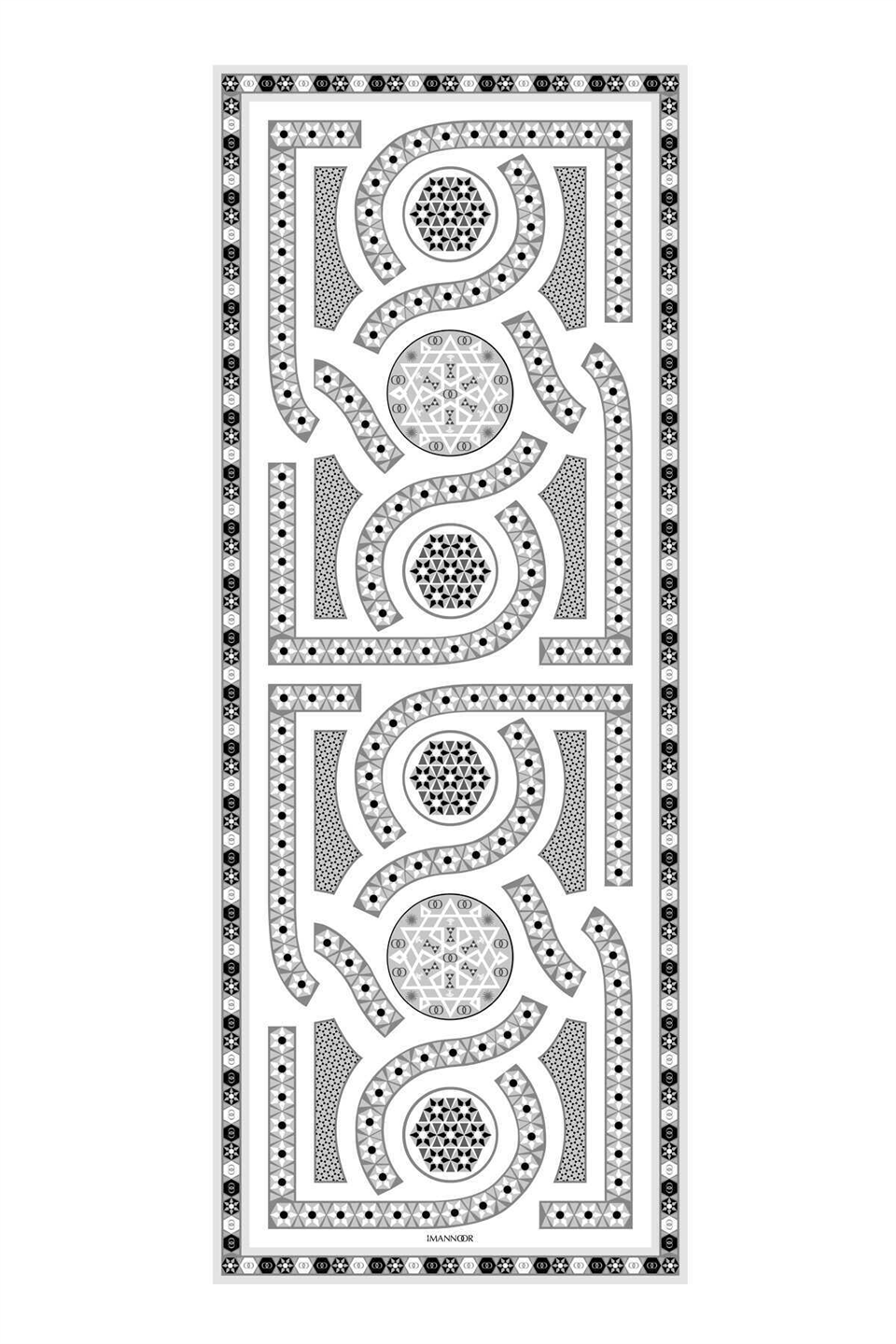 İmannoor Labirent Beyaz Krep İpek Şal 80x210