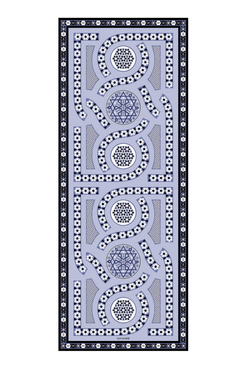 İmannoor Labirent Mavi Krep İpek Şal 80x210