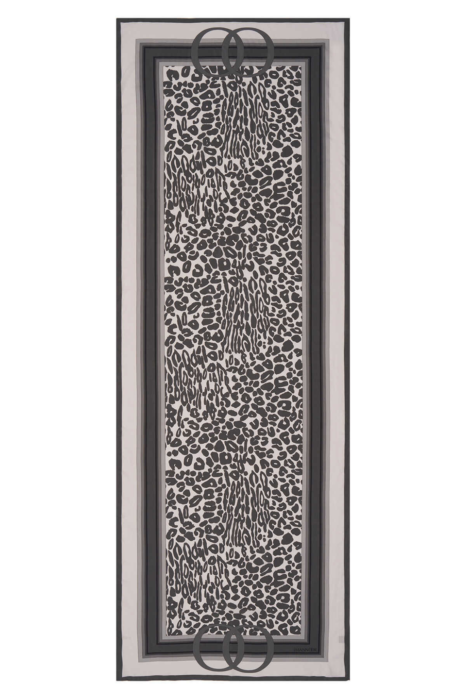 İmannoor Noor Logo Açık Gri Leopar Floş Viskon Şal 70x200