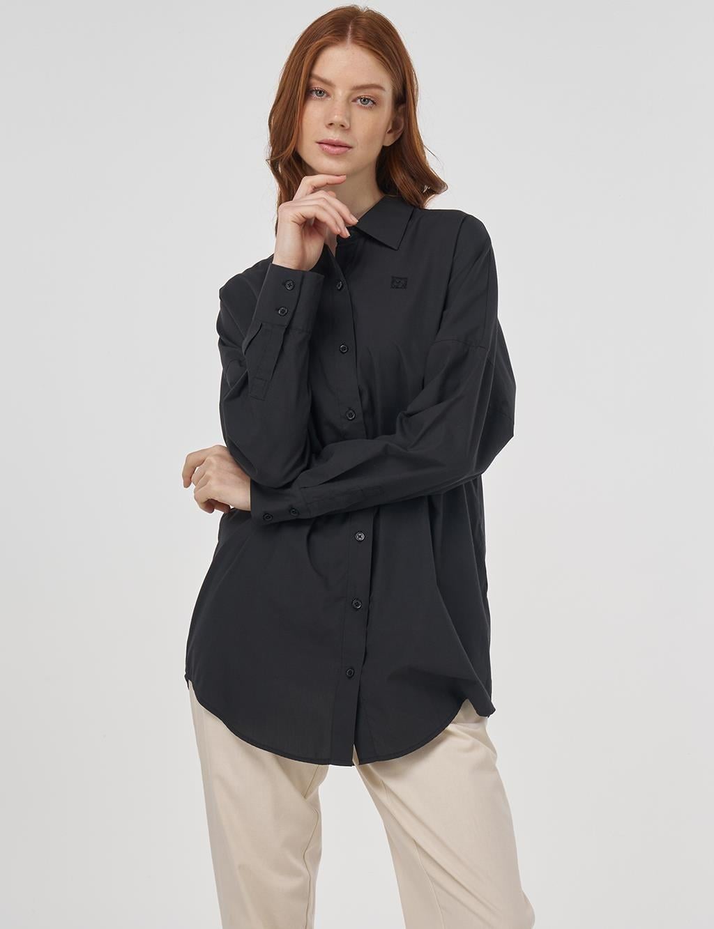 KAYRA KA-B25-11019 Rahat Kesim Pamuklu Tunik - Siyah