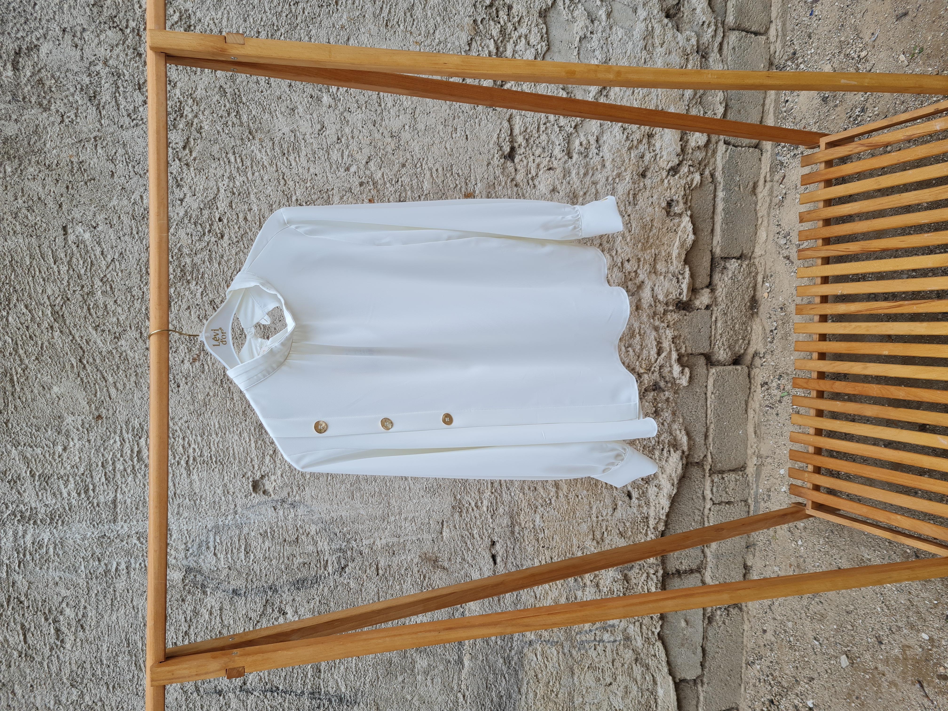 LEVİDOR Düğme Detaylı Manşetli Gömlek - beyaz