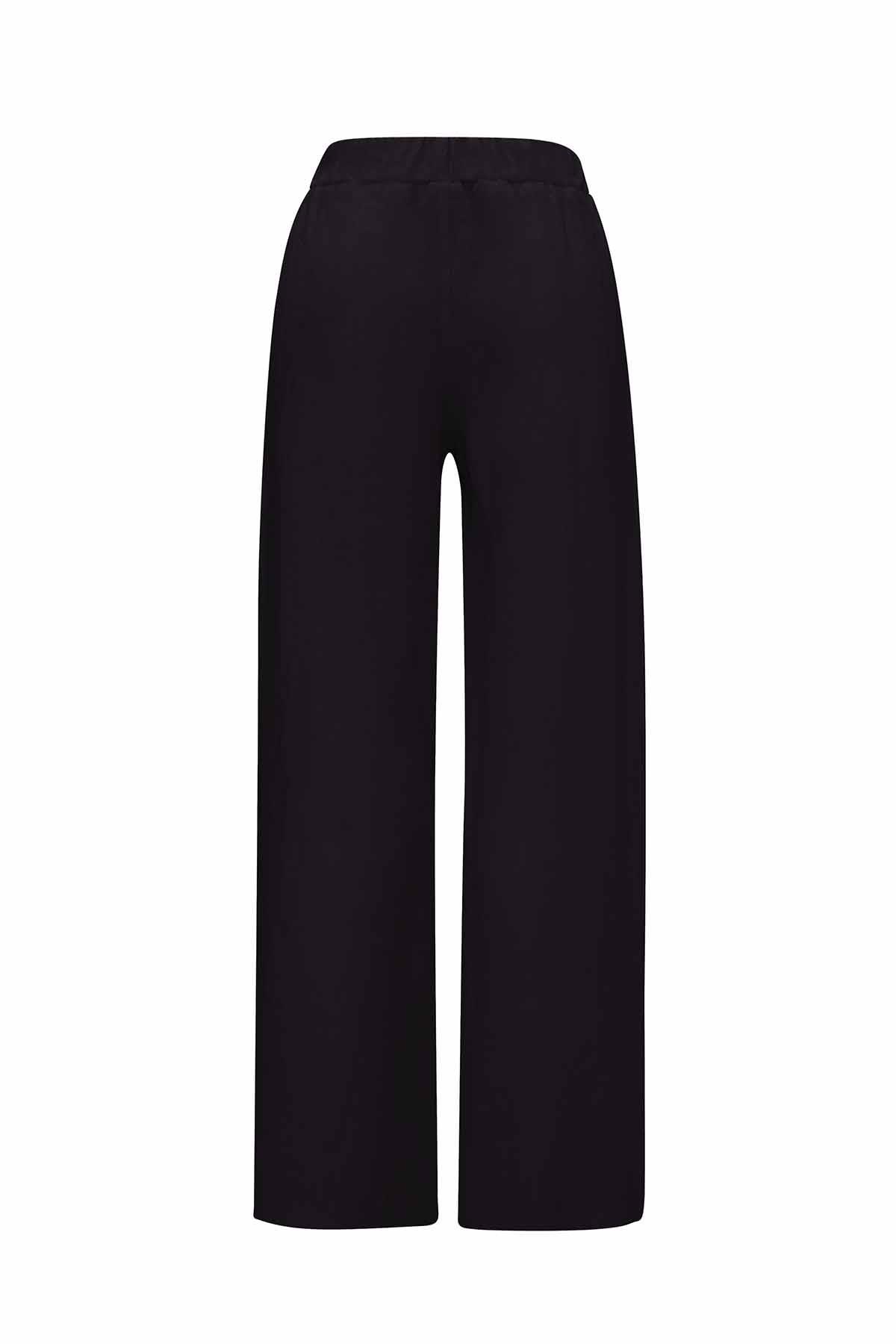 Miss Dalida T25Y-7026 Beli Lastikli Bol Paça Cupro Pantolon - Siyah