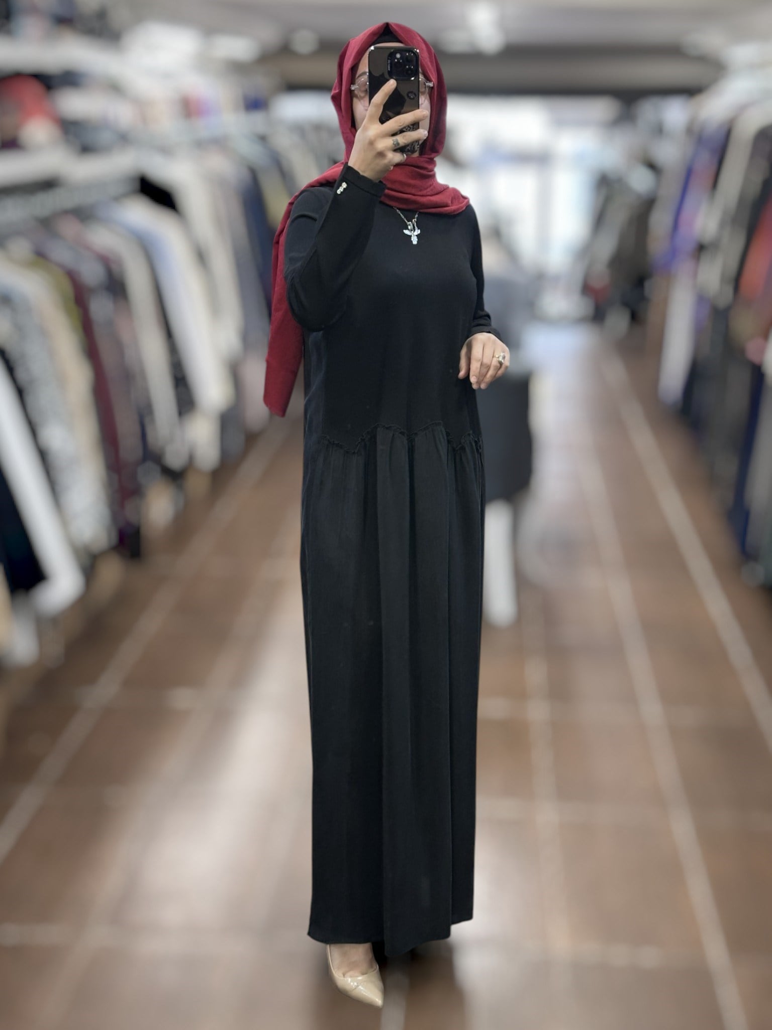 Miss Dalida T26Y-4038 Büzgü Detaylı Triko Cupro Elbise- BLACK