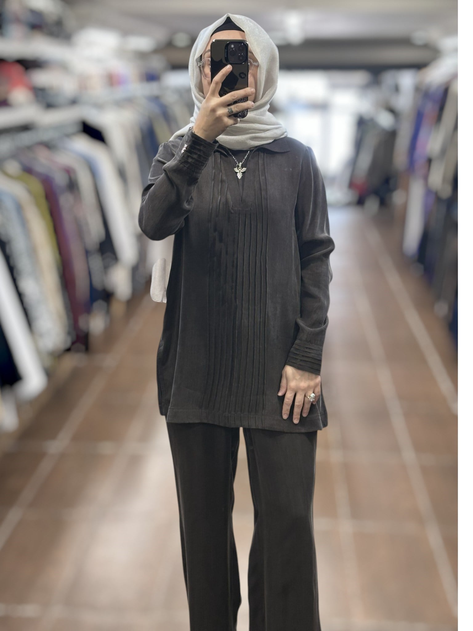 Miss Dalida T26Y-6023 Triko Yakalı Cupro Tunik - Cacao