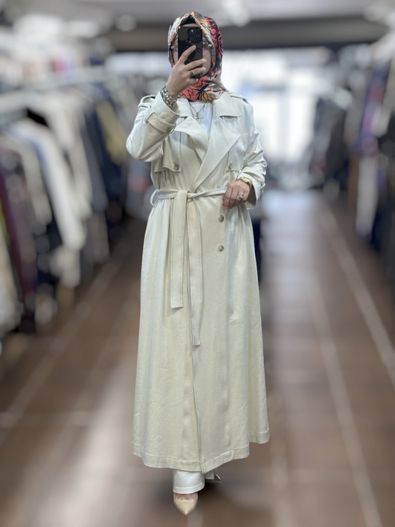 Miss Dalida T26Y-8000 Düz Renk Denim Trenchkot - EKRU