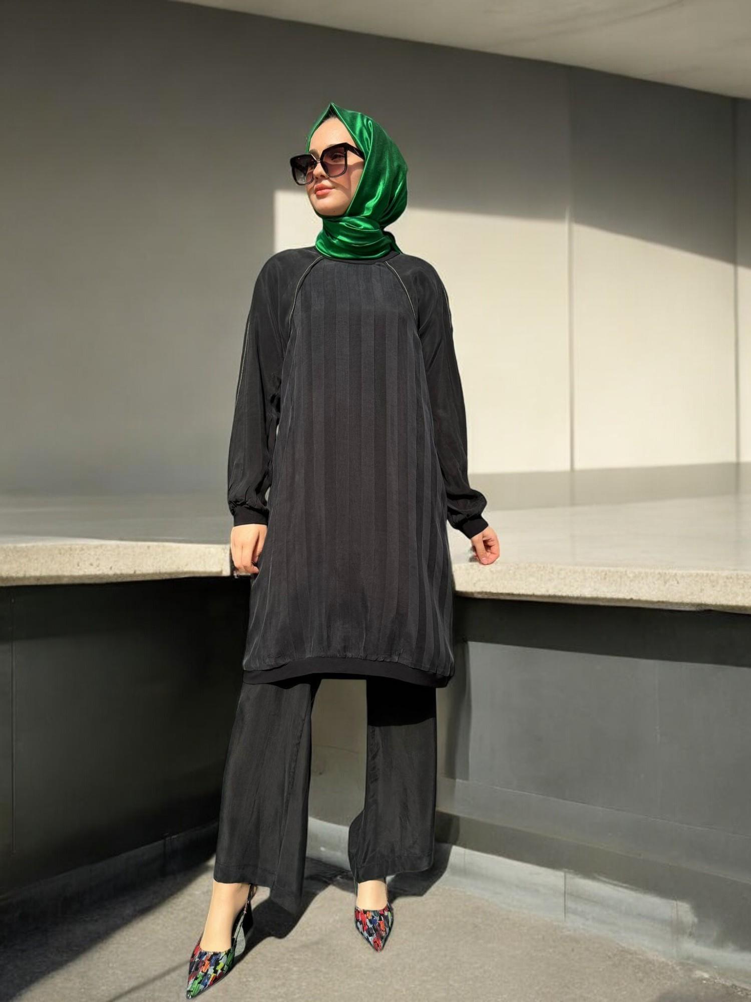 MissWhence 35010 İpek Tunik - SİYAH