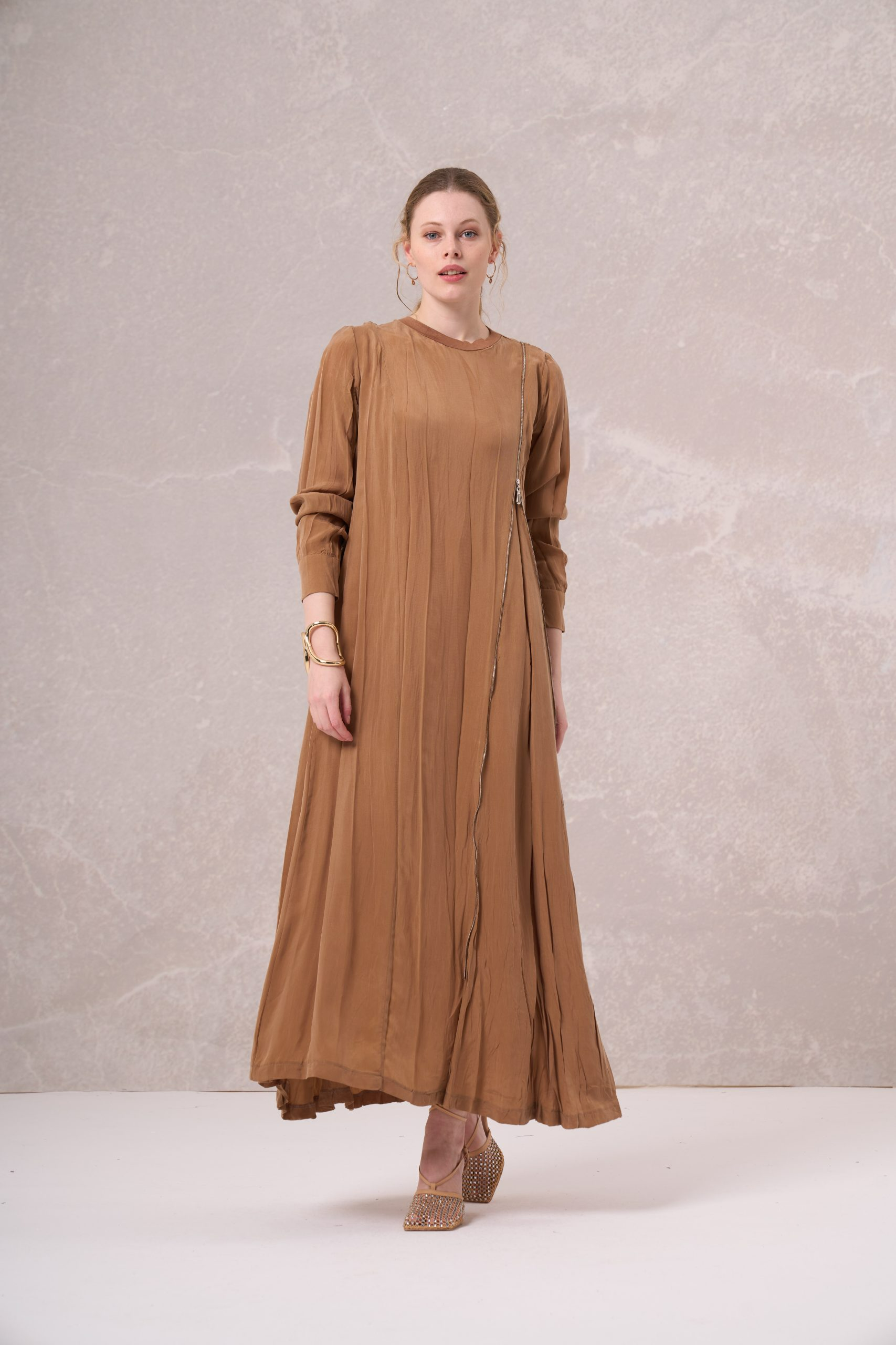 MissWhence 35800 İpek Elbise - Camel