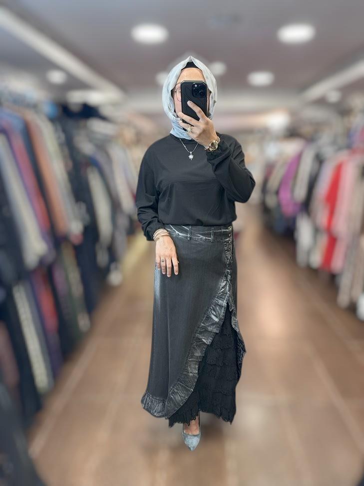 MissWhence 35900 Güpürlü Etek - Siyah