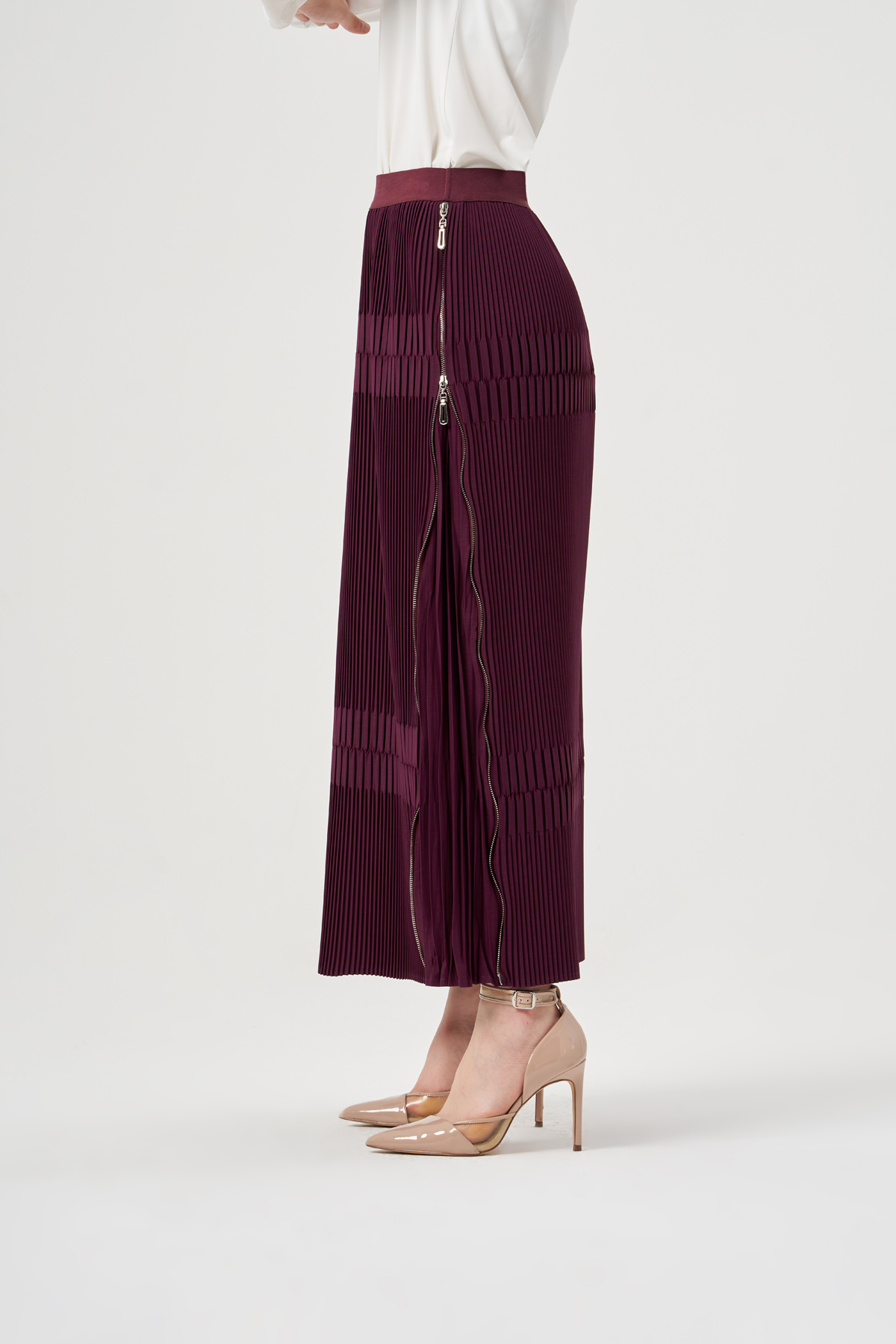 MissWhence 35901 Piliseli Etek - Bordo